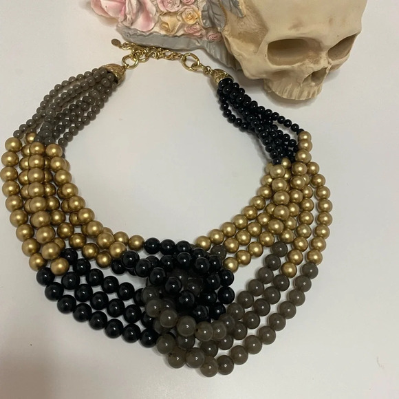 Statement Necklace - Black & Gold - Unique Piece - Picture 4 of 6